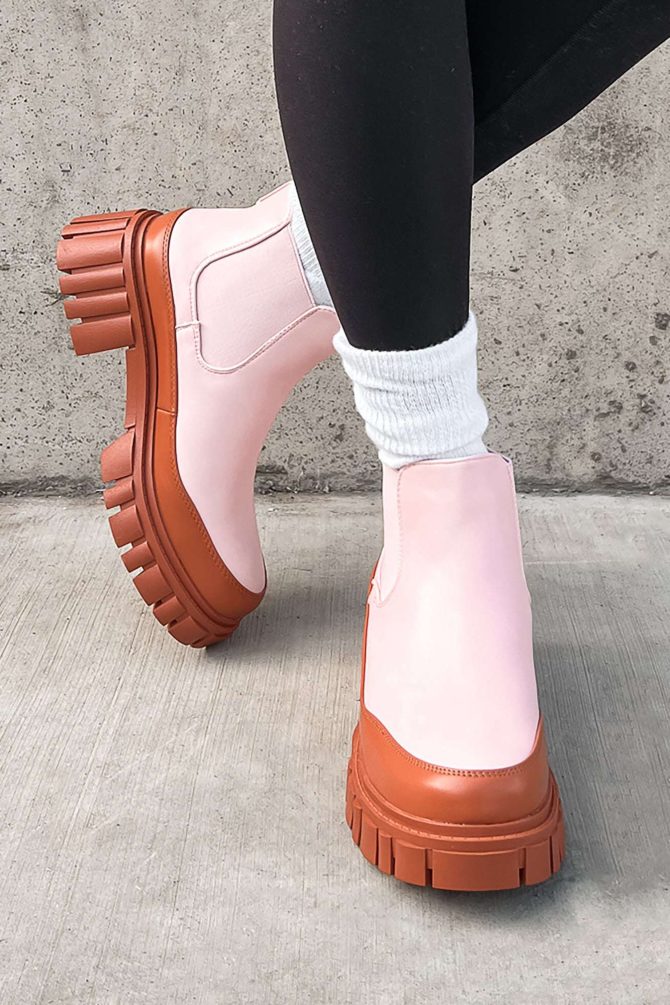 Doorbuster Going My Way Lug Sole Chelsea Ankle Booties (Pink) ?? NanaMacs - Image 4