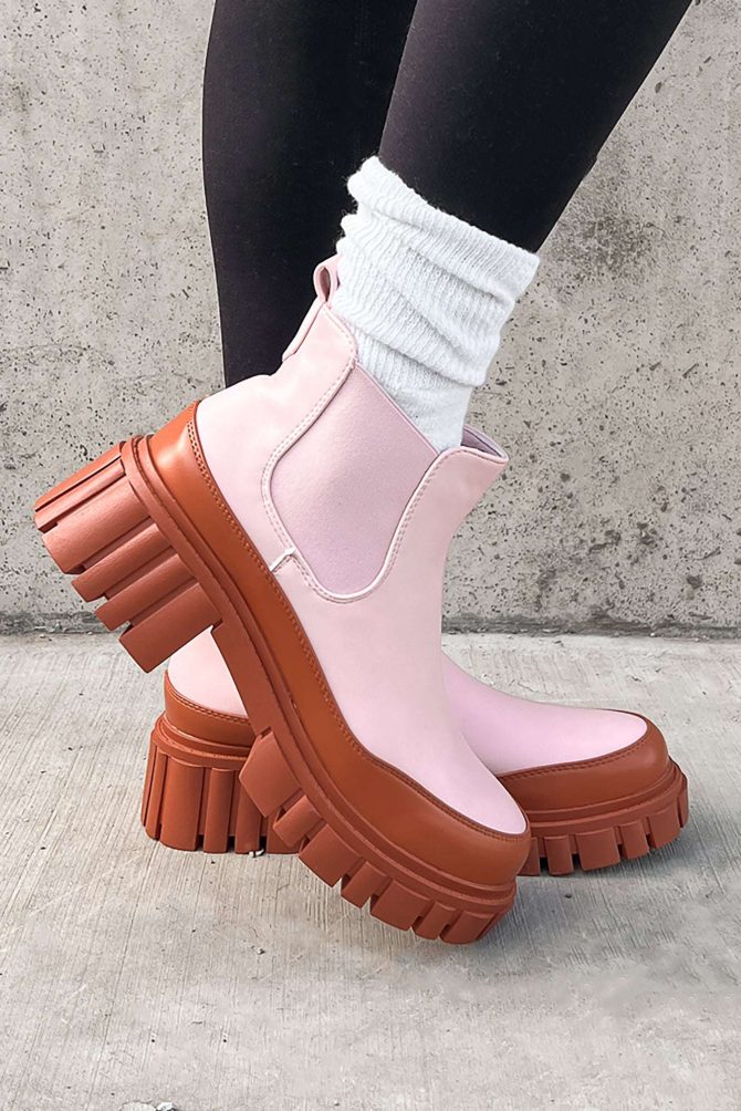 Doorbuster Going My Way Lug Sole Chelsea Ankle Booties (Pink) ?? NanaMacs - Image 2
