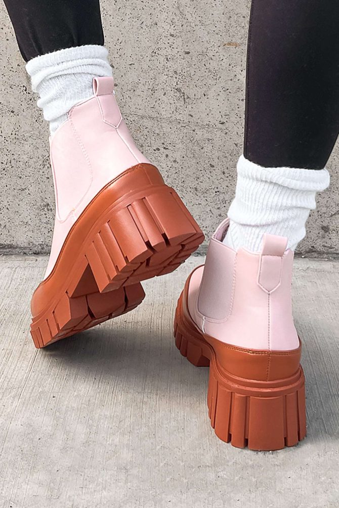 Doorbuster Going My Way Lug Sole Chelsea Ankle Booties (Pink) ?? NanaMacs - Image 3
