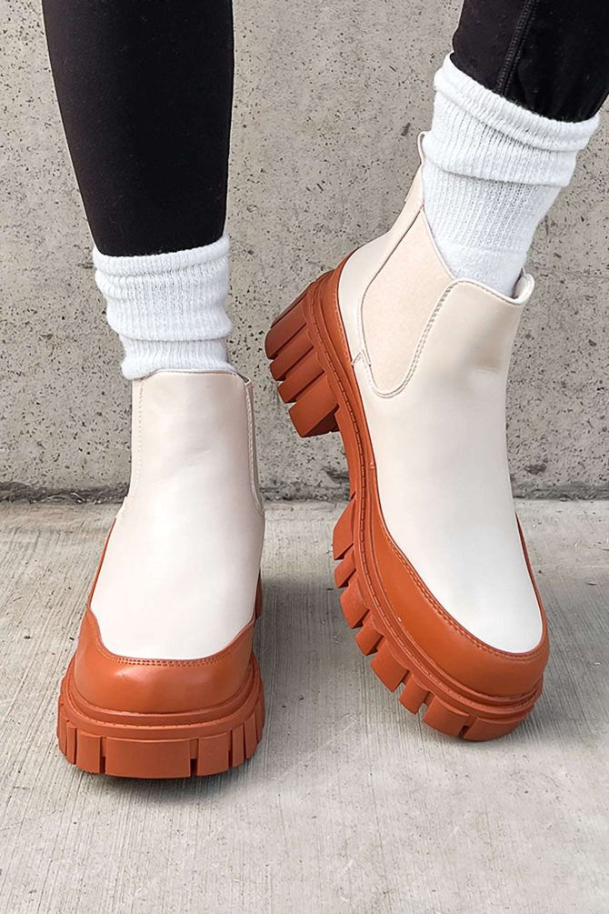 Doorbuster Going My Way Lug Sole Chelsea Ankle Booties (Nude) ?? NanaMacs - Image 3