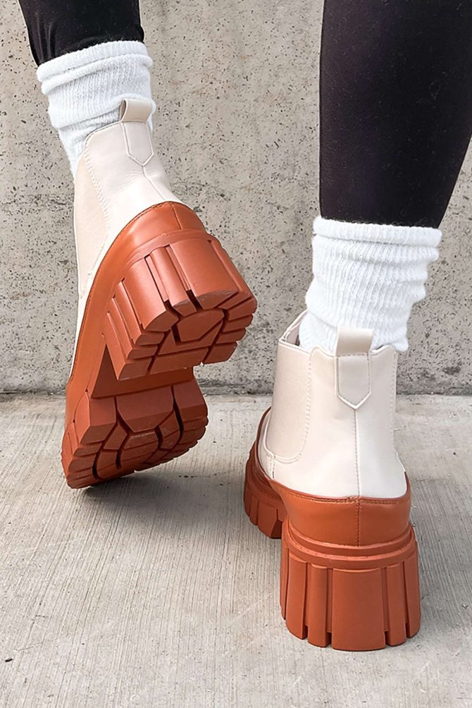 Doorbuster Going My Way Lug Sole Chelsea Ankle Booties (Nude) ?? NanaMacs - Image 4