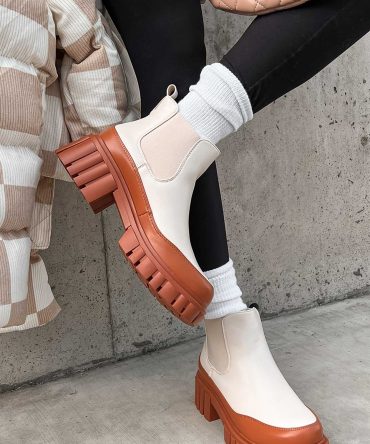 Doorbuster Going My Way Lug Sole Chelsea Ankle Booties (Nude) ?? NanaMacs